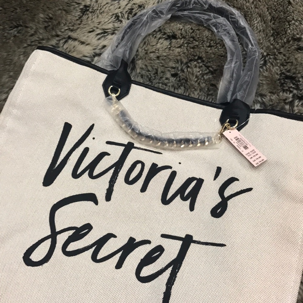 Victoria's Secret Large Canvas Tote Chain Strap